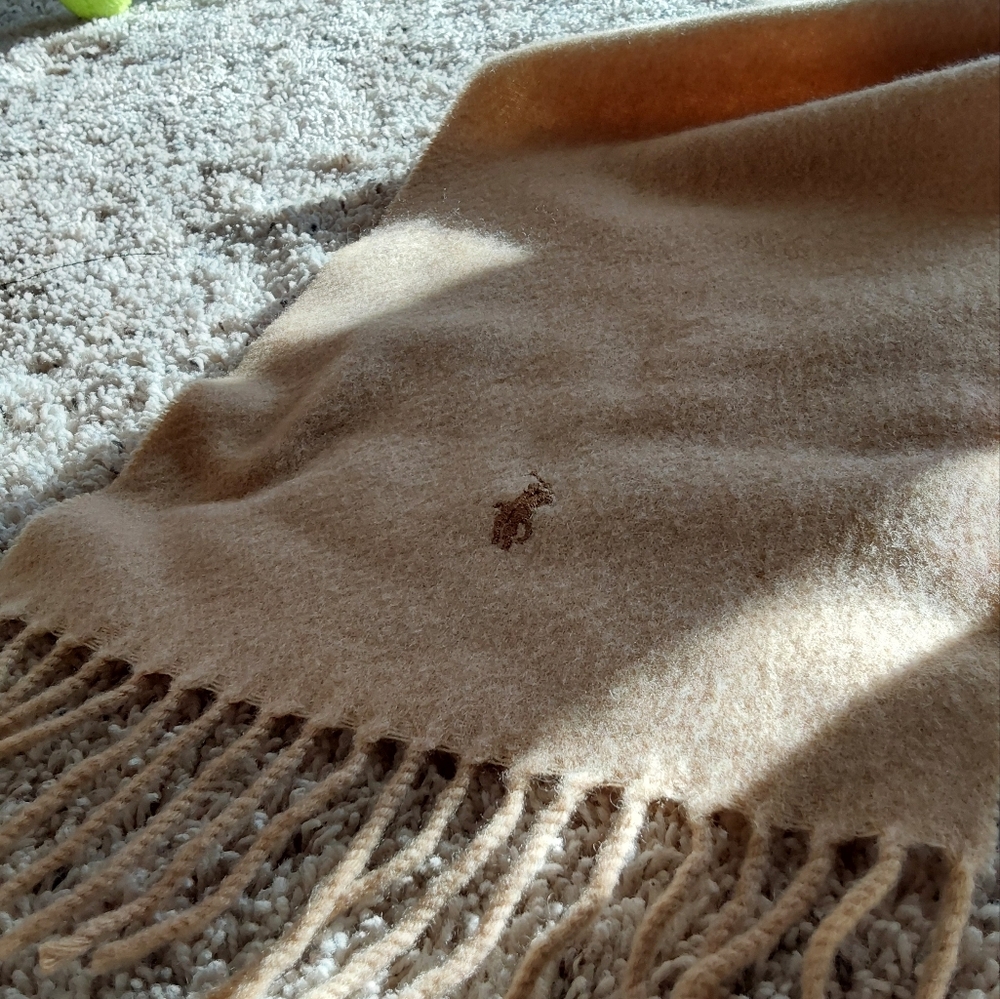 Polo Cashmere Scarf, Camel Color, 67 inch long